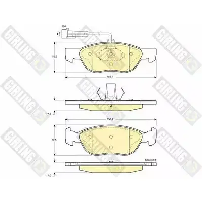 Тормозные колодки дисковые, комплект GIRLING V 6UC2T 2291919 6113642 3322937442140
