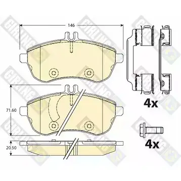 Тормозные колодки дисковые, комплект GIRLING 3322938255268 2292545 6120561 H1F TLA
