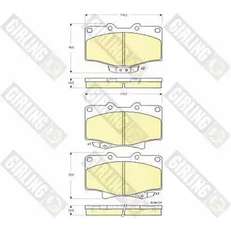 Тормозные колодки дисковые, комплект GIRLING 6133839 2 1775 21776 2292876 изображение 0