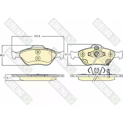 Тормозные колодки дисковые, комплект GIRLING 232 02 2ZNJFZ 6136256 2293067 изображение 0