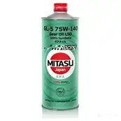 Трансмиссионное масло в мкпп, редуктор синтетическое MJ4141 MITASU SAE 75W-140 API GL-5, API TM-1, API GL-5, API TM-1, 1 л MITASU G6D W4 1439753815 MJ4141