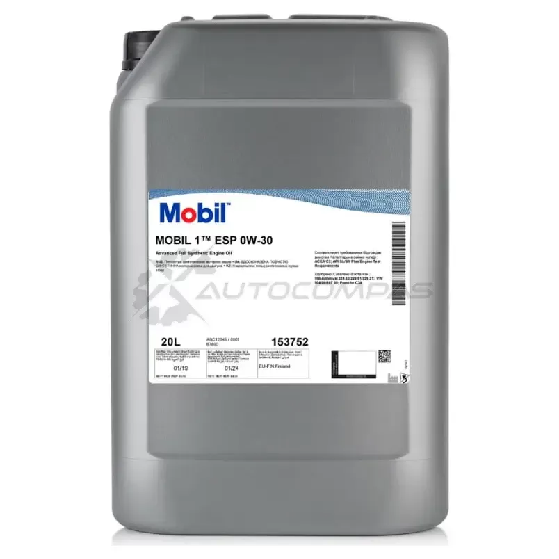 Моторное масло синтетическое ESP 0W-30 - 20 л MOBIL JX JNZM 1441022183 153755 изображение 0