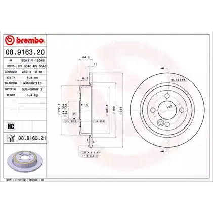 Тормозной диск BRECO 2360726 42Q2 BLC RCA2Q7B BS 6040 изображение 0