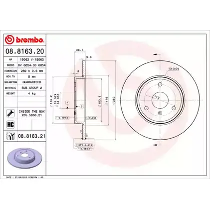 Тормозной диск BRECO BS 6054 2BWRB 2360739 QXO OTSN изображение 0