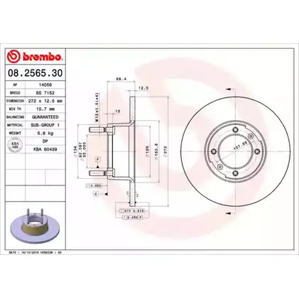 Тормозной диск BRECO DEHRRZ WZW L8G4 2360821 BS 7152 изображение 0