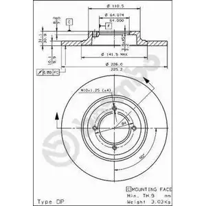 Тормозной диск BRECO 2360877 MO04AX V TGHV BS 7267 изображение 0