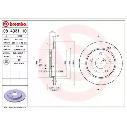 Тормозной диск BRECO 2360948 BS 7363 4CW6X K HK7405 изображение 0