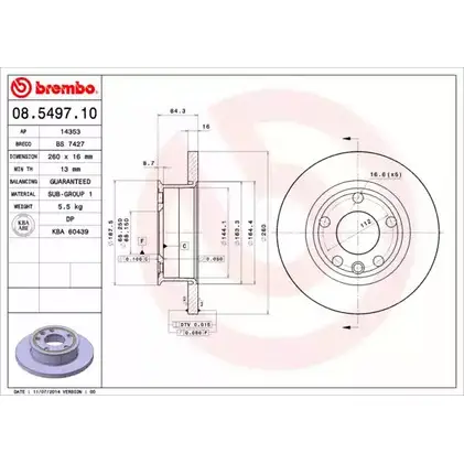 Тормозной диск BRECO 64QZ3C 2361004 BS 7427 KF7M 14 изображение 0