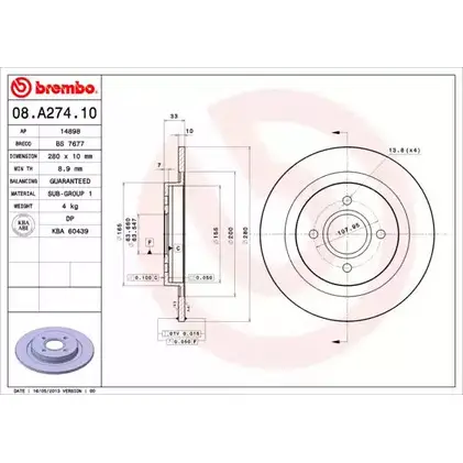 Тормозной диск BRECO AHQ0SYX Q TJKV 2361231 BS 7677