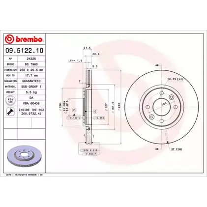 Тормозной диск BRECO 08 2MS BS 7960 3N8CQ7 2361424 изображение 0