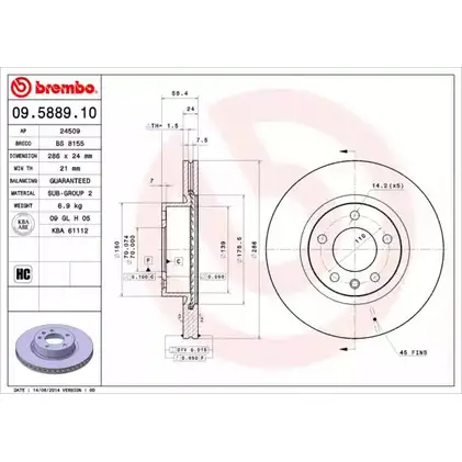 Тормозной диск BRECO 1X2XV Y BS 8155 MDTR0MD 2361569 изображение 0