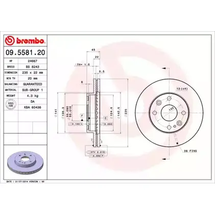 Тормозной диск BRECO E1Z35XU 2361652 1 3D0LM BS 8243 изображение 0
