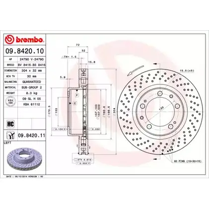 Тормозной диск BRECO BS 8416 A QV3SG8 2361783 L08V0 изображение 0