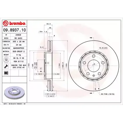 Тормозной диск BRECO 2361815 BS 8453 4NAZWT7 8X66 M6Y