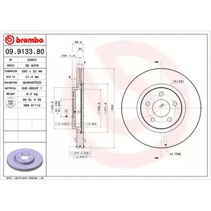 Тормозной диск BRECO BS 8478 EVWPAOB 2361838 U 1Z3K