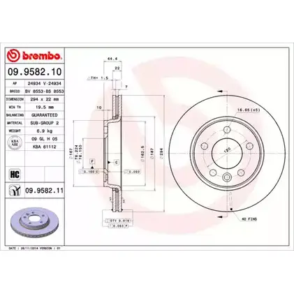 Тормозной диск BRECO RYKWL6 4R ZZCI8 2361911 BS 8553
