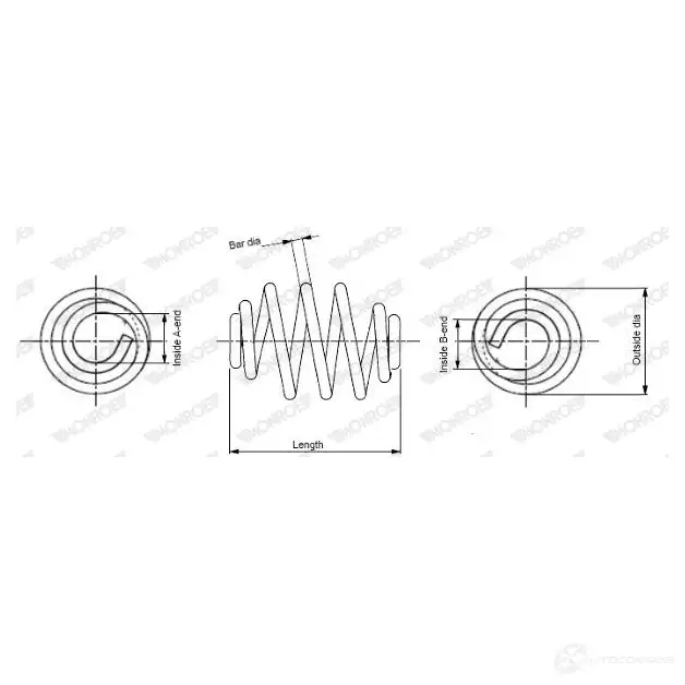 Пружина подвески MONROE 5412096534058 J 4FJHZ 503783 SN3304 изображение 0