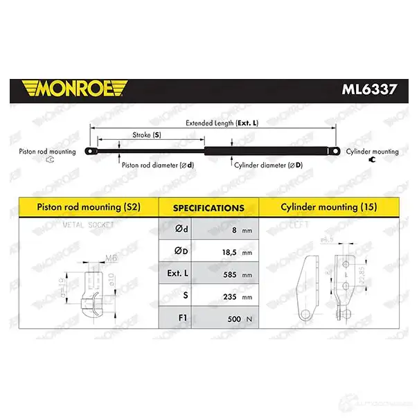 Амортизатор багажника MONROE ML6337 MEP 4M 5412096558511 1208332373 изображение 0