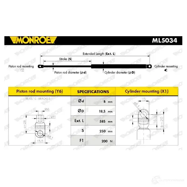 Амортизатор багажника MONROE 497400 ML5034 A T7SI 5412096341045 изображение 0