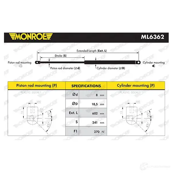 Амортизатор багажника MONROE YVA FWP 1208332491 5412096558764 ML6362 изображение 0