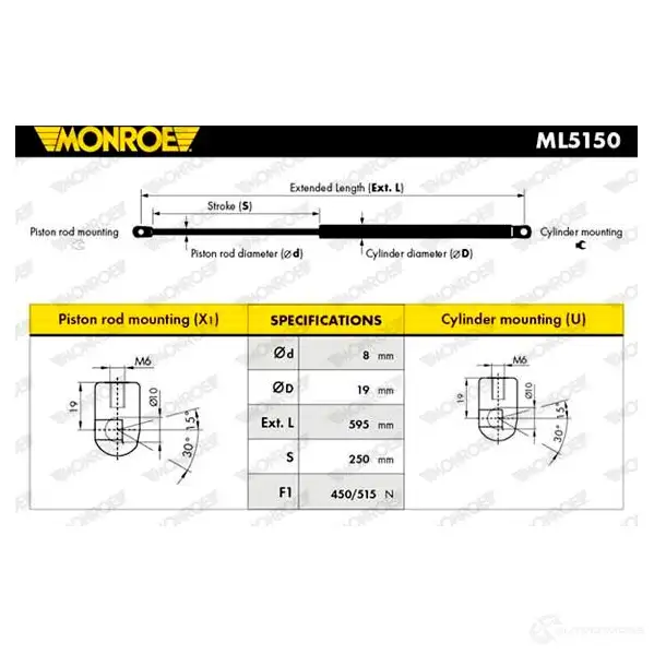 Амортизатор багажника MONROE ML5150 5412096342202 SNOB4 V 497511 - Изображение 1
