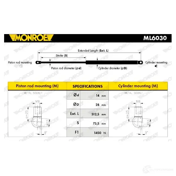 Амортизатор багажника MONROE T HA40 498337 ML6030 5412096457227 изображение 0