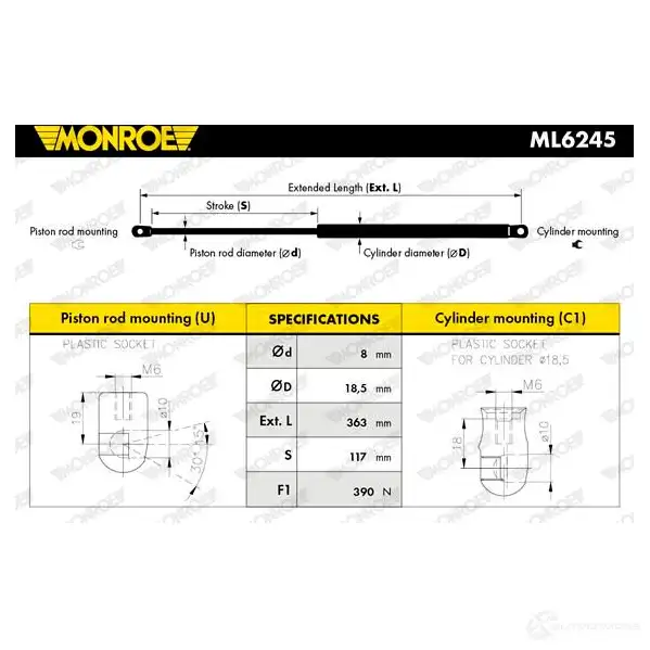 Амортизатор багажника MONROE 5412096506550 498536 ML6245 FSIM 6OJ изображение 0