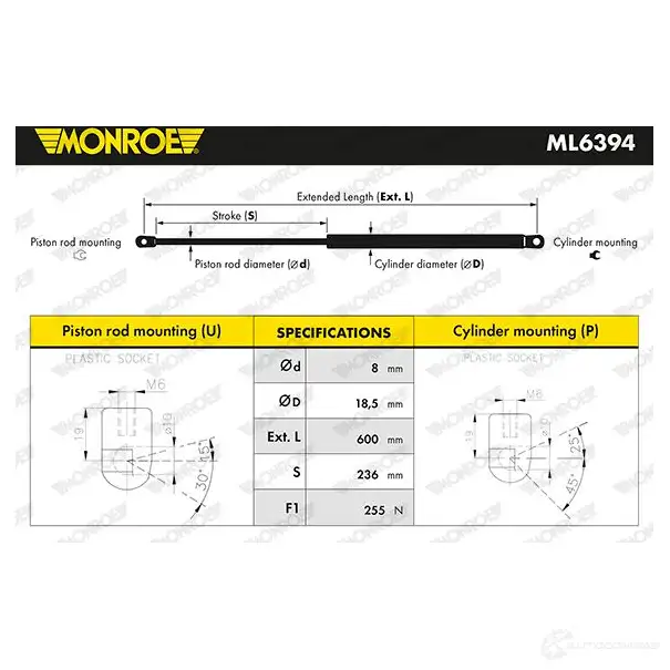 Амортизатор багажника MONROE 1437135980 ML6394 PMWDB F изображение 0