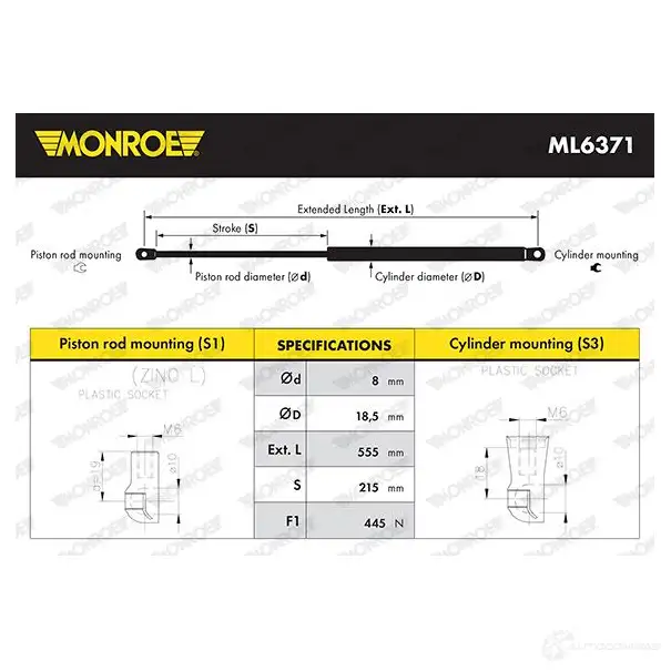 Амортизатор багажника MONROE 1BZK U 1437136153 ML6371 изображение 0