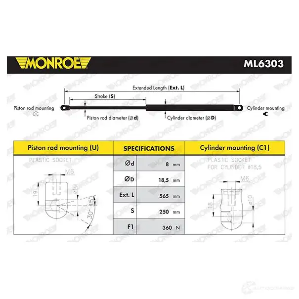 Амортизатор багажника MONROE X WK3L 5412096550638 1208332225 ML6303 изображение 1