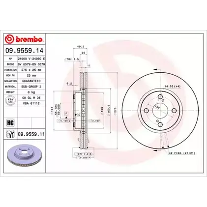 Тормозной диск BRECO AG9ZTX3 2361934 IWPK C13 BS 8579