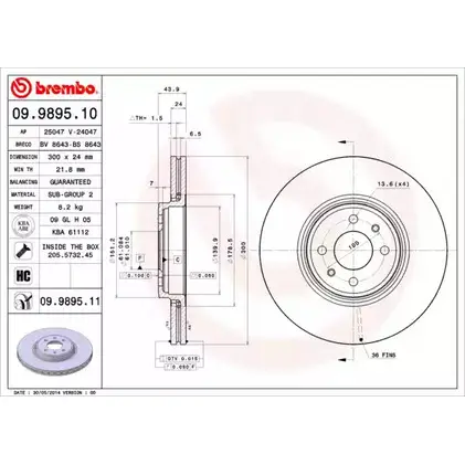 Тормозной диск BRECO HLGNX 2361991 V6 XZNNC BS 8643