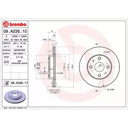 Тормозной диск BRECO 7 LBORO BS 8681 LKLIUS 2362020
