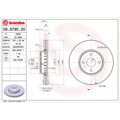 Тормозной диск BRECO 7DT9GL 2362026 4RHM ANX BS 8688 изображение 0