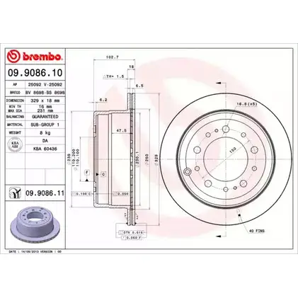 Тормозной диск BRECO P8LH6E 2362036 BS 8698 2W OBSZ