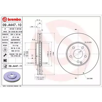 Тормозной диск BRECO WYJWZ AX BZX6S 2362061 BS 8738