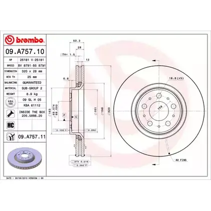 Тормозной диск BRECO BS 8791 8N7M QC 2362097 63D3A изображение 0