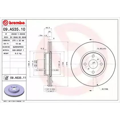 Тормозной диск BRECO 1M8M4R E160 8 2362152 BS 8848