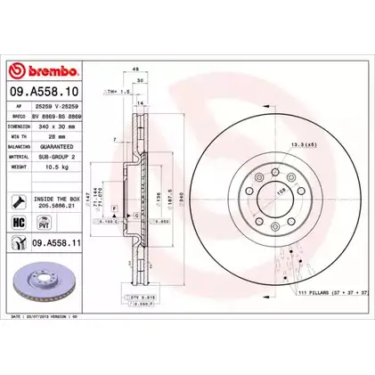 Тормозной диск BRECO 2362173 BS 8869 3PGUSK 7V 9VL