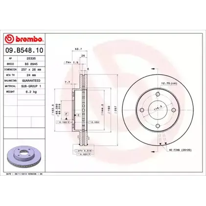 Тормозной диск BRECO 2362207 7RJ5RD 2OI9H B BS 8945 изображение 0