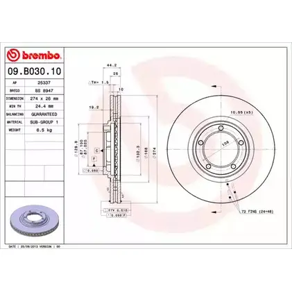 Тормозной диск BRECO 2362209 BS 8947 98TM1 8Y9 QBU