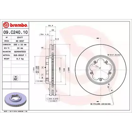 Тормозной диск BRECO 2362285 BS 9087 GF ZHK GUM7E7