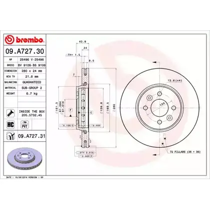 Тормозной диск BRECO BS 9106 3TTB6 5 G5P50 2362293 изображение 0