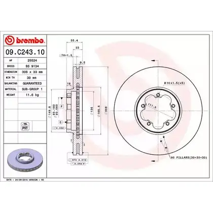 Тормозной диск BRECO 2362298 0N DC5A BS 9134 UFJNJ0