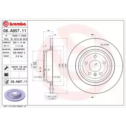 Тормозной диск BRECO 8 17YO3U HT2IM 2362320 BV 6018