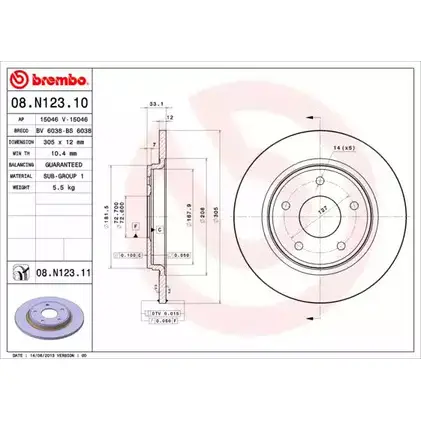Тормозной диск BRECO ZYAFC BV 6038 2362328 WXH9 MRR изображение 0