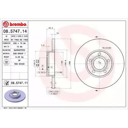 Тормозной диск BRECO BV 7463 JDAKSJG J XY0A 2362377 изображение 0