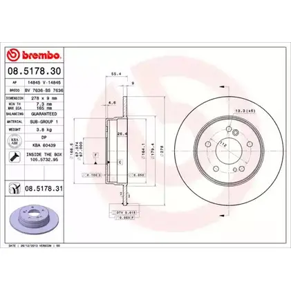 Тормозной диск BRECO 7KFB H1 2362431 BV 7636 O9VKJPV изображение 0