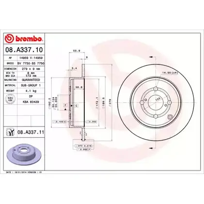 Тормозной диск BRECO W65PX V0 77XV73 2362492 BV 7750 изображение 0