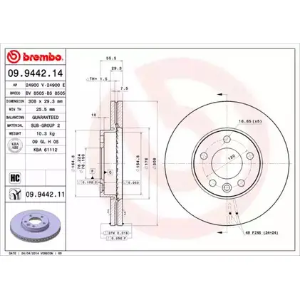 Тормозной диск BRECO O0C FF AO5HJA 2362670 BV 8505 изображение 0